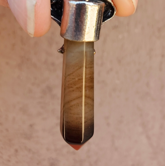 New Silver Wolf Head Onyx Agate Pendulum Pendant. - Picture 9 of 15